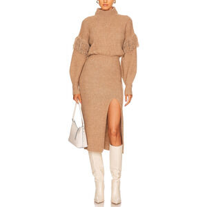 Saylor 'Angelle' Tan Acrylic Sweater Dress Size M